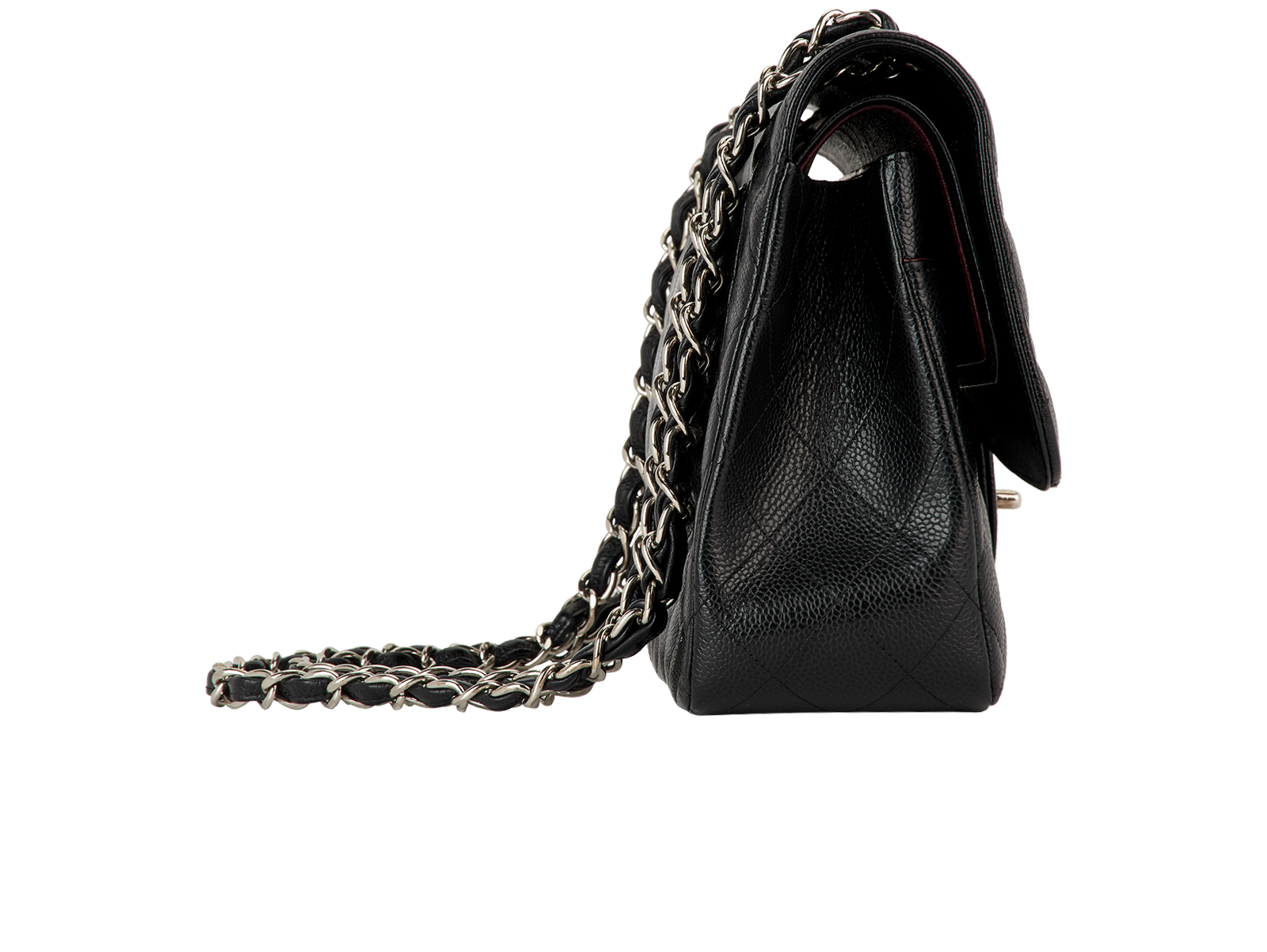 Jumbo Double Classic Flap, &pound;5,100, Handbags, Black, Caviar Leather, Side view